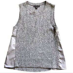 Banana Republic Crew Neck Knit Vest Faux Leather Side Panels XS Gray #126M